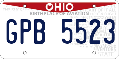 OH license plate GPB5523