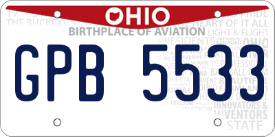 OH license plate GPB5533
