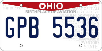 OH license plate GPB5536