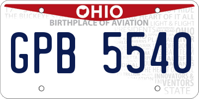OH license plate GPB5540