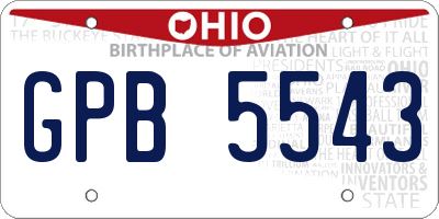 OH license plate GPB5543
