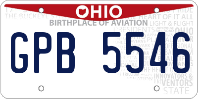 OH license plate GPB5546