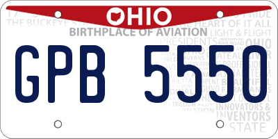 OH license plate GPB5550
