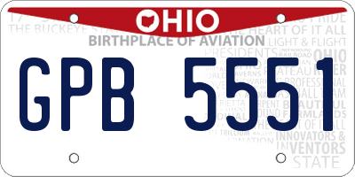 OH license plate GPB5551