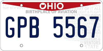 OH license plate GPB5567