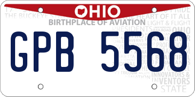 OH license plate GPB5568