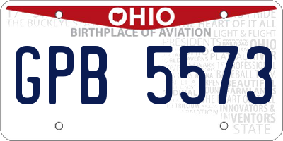 OH license plate GPB5573