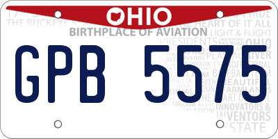 OH license plate GPB5575