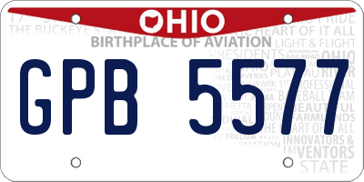 OH license plate GPB5577