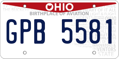 OH license plate GPB5581