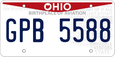 OH license plate GPB5588