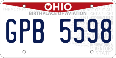 OH license plate GPB5598