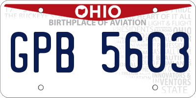 OH license plate GPB5603