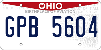 OH license plate GPB5604