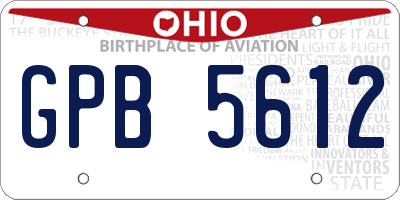 OH license plate GPB5612