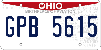 OH license plate GPB5615