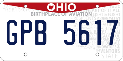 OH license plate GPB5617