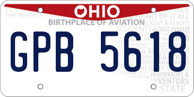 OH license plate GPB5618