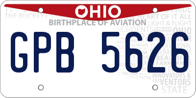 OH license plate GPB5626