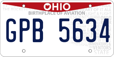 OH license plate GPB5634