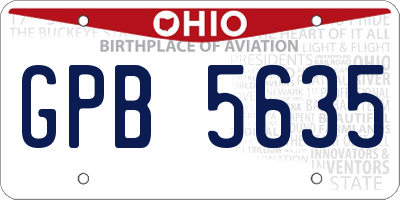 OH license plate GPB5635