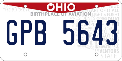 OH license plate GPB5643