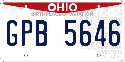 OH license plate GPB5646