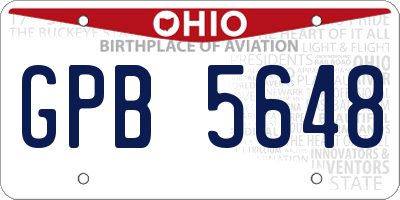 OH license plate GPB5648