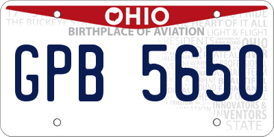OH license plate GPB5650