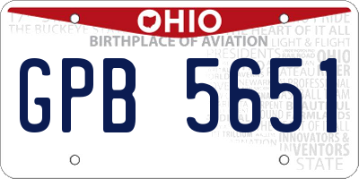 OH license plate GPB5651