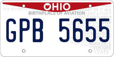 OH license plate GPB5655