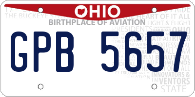 OH license plate GPB5657