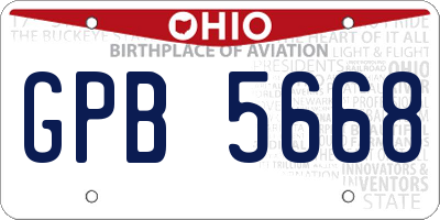 OH license plate GPB5668