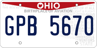 OH license plate GPB5670