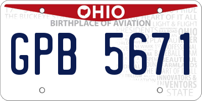 OH license plate GPB5671