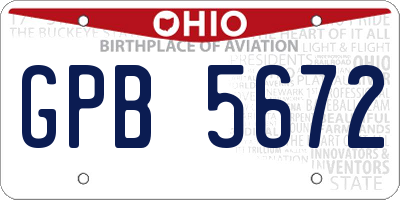 OH license plate GPB5672