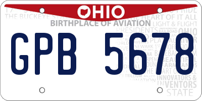 OH license plate GPB5678