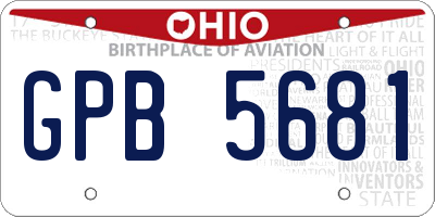 OH license plate GPB5681