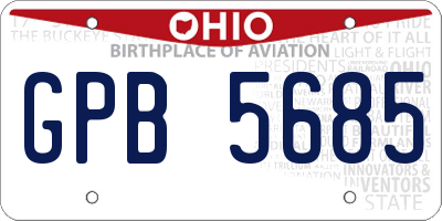OH license plate GPB5685