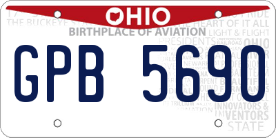OH license plate GPB5690