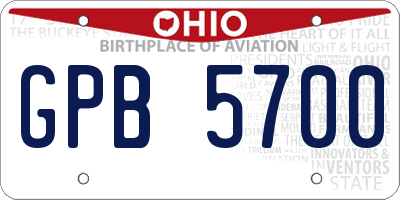 OH license plate GPB5700