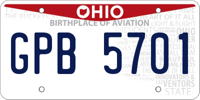 OH license plate GPB5701