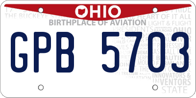 OH license plate GPB5703