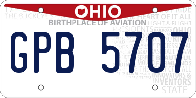 OH license plate GPB5707