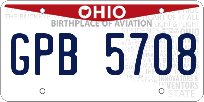 OH license plate GPB5708