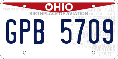 OH license plate GPB5709