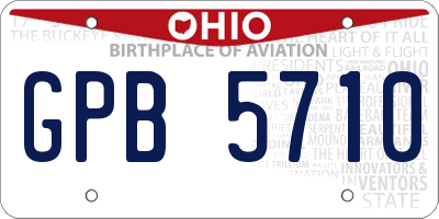 OH license plate GPB5710