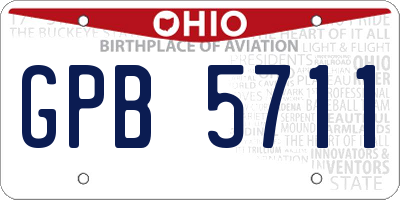 OH license plate GPB5711