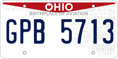 OH license plate GPB5713