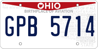 OH license plate GPB5714